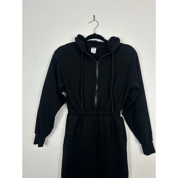 PINK Victoria's Secret Wide Leg Hooded Longsleeve Jumpsuit Black XS Athletic - Picture 3 of 8